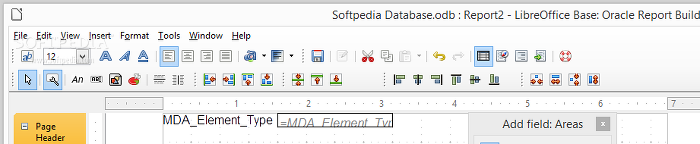 Showing the LibreOffice Base report builder